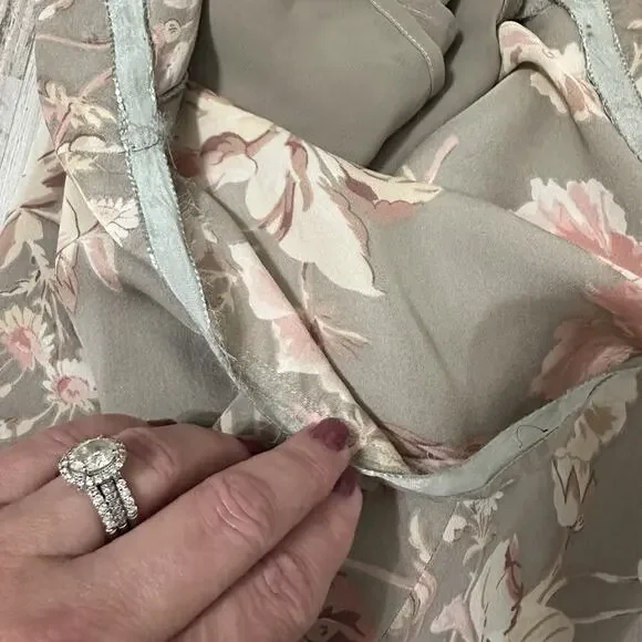 Lauren Ralph Lauren Silk Maxi Dress 8 Romantic Whimsigoth Floral‎ 90s Y2K FLAW - Picture 8 of 8